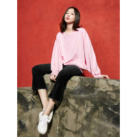 文艺复古微喇叭休闲裤春装学院甜美九分女裤子-738014