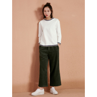 文艺拼接宽松打底衫春装ins手工钩针短款长袖花边棉T恤女-734131