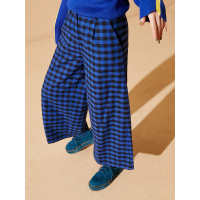 春装百搭文艺复古宽松格子阔腿休闲裤长裤女-738026