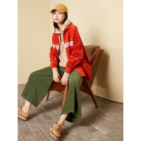 灯芯绒衬衣春装文艺复古花卉刺绣小灯笼袖衬衫女-744029