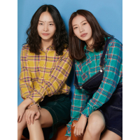 纯棉衬衣春装文艺chic木耳边拼接格子衬衫女-744060