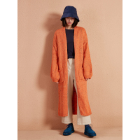 长款休闲开衫春装2017新款文艺复古花纱大口袋毛衣女-739062