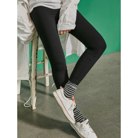 快乐崇拜春装脚口英文字母微喇九分休闲裤女-738016