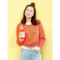 舒适棉麻百搭衬衣春装款圆领长袖衬衫女中长款-714068