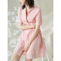 夏装文艺简约复古收腰修身A字裙连衣裙女中裙-727041