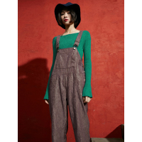 春装文艺显瘦哈伦裤闪光灯芯绒休闲裤背带裤女-738029