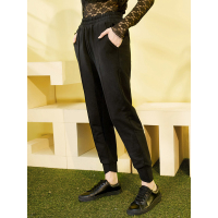 街头黑色春装百搭运动裤子松紧九分裤休闲裤女-718032