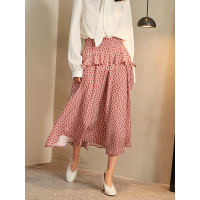 森宿Y中长款A字裙春装2018文艺甜美花卉雪纺半身裙女B8117004