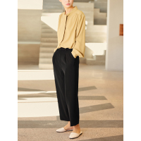 森宿Y九分直筒裤春装2018侧插袋纯色宽松休闲裤女B8110004