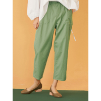 森宿九分直筒裤春装2018新款纯色大口袋宽松休闲裤女-A8110011