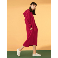 森宿格子卫衣裙春装2018新款文艺拼接连帽长袖连衣裙女-A8100014