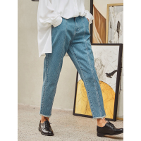 森宿Y春装2018文艺毛边裤脚窄脚牛仔裤女C8109014
