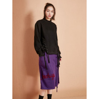 系带打底衫春装学院风半立领纯色棉感卫衣女-734132