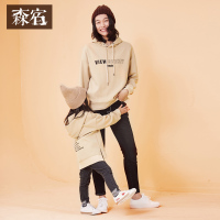 前短后长字母印花上衣春装连帽套头卫衣亲子童装女-744072