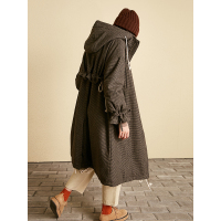 长款呢大衣冬装文艺宽松抽绳袖口直筒毛呢外套女-732007