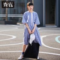 森宿Y夏装2018文艺木耳边装饰短袖连衣裙女J