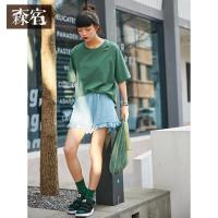 森宿Y水洗蓝色宽松短裤夏装2018新款ins超火木耳边牛仔短裤女J