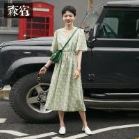 森宿Y夏季2018新款文艺印花雪纺连衣裙M