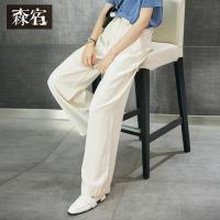 森宿Y夏季2018新款文艺垂感直筒系带长裤M