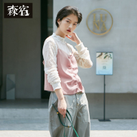 森宿Y高领花边蕾丝衫女夏装2018新款韩版修身简约气质长袖上衣M