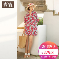 森宿Y度假风休闲连衣裤夏装2018新款阔腿裤碎花宽松连体裤女M