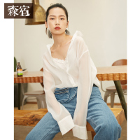 森宿 薄如蝉翼 夏装文艺透感轻薄长袖衬衫