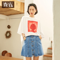 森宿Y夏装2018新款文艺头像短袖T恤