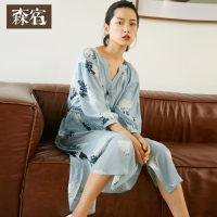 森宿幽兰安妮秋装文艺开片系腰长袖连衣裙