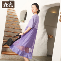 森宿Y宽松波点连衣裙女秋装2018ins网纱长裙中长款气质裙子