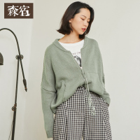森宿Y宽松短款毛衣女秋装2018新款chic慵懒风开衫长袖休闲上衣