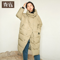 森宿Y中长款过膝羽绒服女冬装2018新款韩版白鸭绒时尚加厚外套