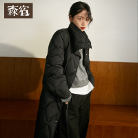 森宿Y秋装2018新款文艺长款菱形绗线羽绒服