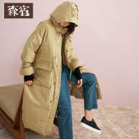森宿Y秋装2018新款文艺口袋装饰纯色长款羽绒服