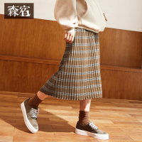 森宿Y秋装2018新款文艺条纹针织半身裙