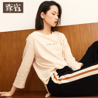 森宿爵士恋曲秋装文艺刺绣中袖T恤