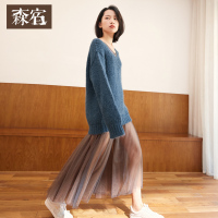 森宿降温效应冬装文艺毛衣套装裙