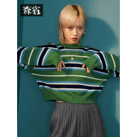 森宿阳台窥视记冬装文艺条纹打底针织衫