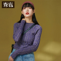 森宿套头闪光丝针织衫女冬装2018网红韩版长袖修身打底上衣