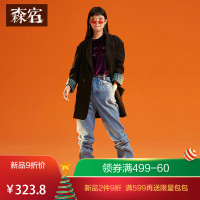 森宿2018冬新款复古通勤风Polo领印花袖口休闲显瘦红西装外套女