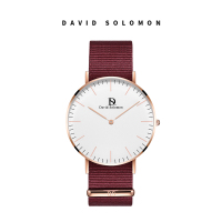 David Solomon手表时尚商务石英男表 白面红色经纶