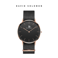 David Solomon手表时尚商务石英男表 黑面黑色经纶