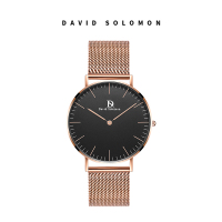 David Solomon手表休闲时尚简约女式手表 黑面金链