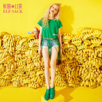 夏装宽松流苏印花镂空纯棉短袖纯色T恤女724112