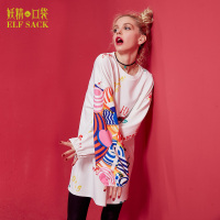 宽松短裙秋装圆领松紧袖口内搭印花套头连衣裙子女737039_1