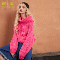 秋冬装欧美街头堆堆领宽松短款纯色毛衣女739080_1