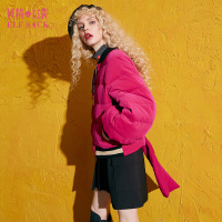 冬装欧美街头宽松条纹棒球式系带羽绒服女742003_1