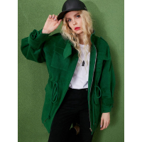 冬装宽松中长款抽绳立领收腰纯色毛呢大衣外套女-732120_1