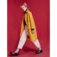 冬装拼接木耳边网纱中长款宽松纯色毛呢大衣外套女742009_1