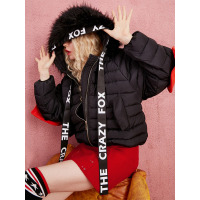 冬装女士贴布绣外套字母织带毛领连帽羽绒服女-732091_1