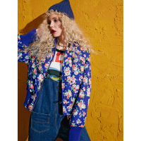 冬装欧美短款长袖碎花印花夹克棒球领棉服女-732049_1